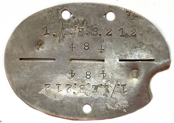 German Dogtag 1./I.E.B.212 / from Demyansk