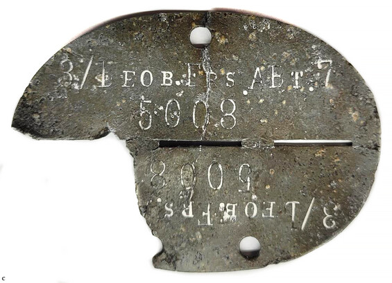German Dogtag 3./ beob. Ers. Abt. 7 / from Stalingrad