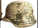 Winter camo German helmet M40 + gasmask canister  / from Stalingrad