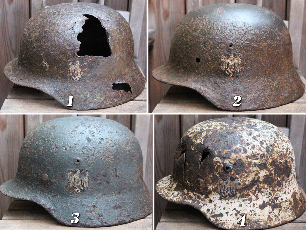 4 new Wehrmacht helmets with decals