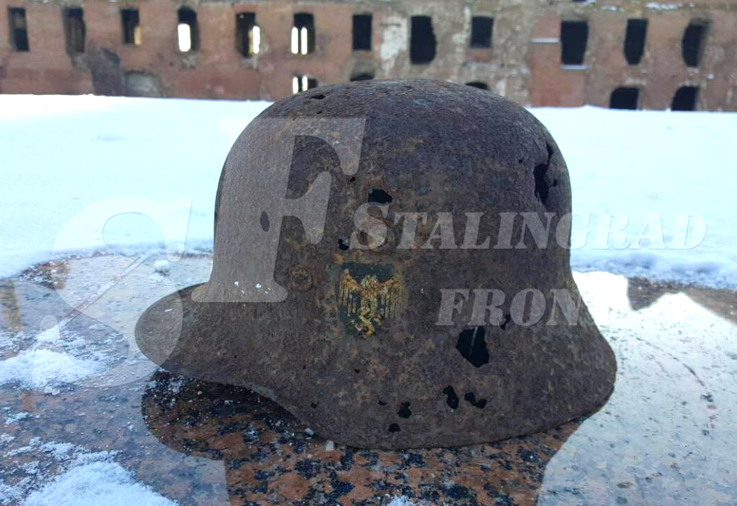 A German helmet M18 was found in Stalingrad (now Volgograd)