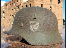 German helmet M35 from village Trekhostrovskaya