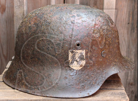 German helmet M42 / Waffen SS / from Karelia