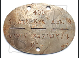 Dogtag 1./Art.Ers.Abt.9 / from Stalingrad