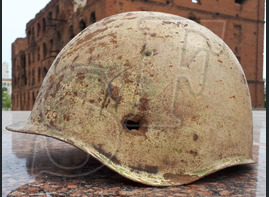 Soviet helmet SSh-39 / from Stalingrad
