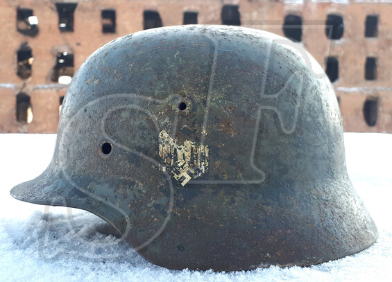 German steel helmet M35 from village of Stepnoy