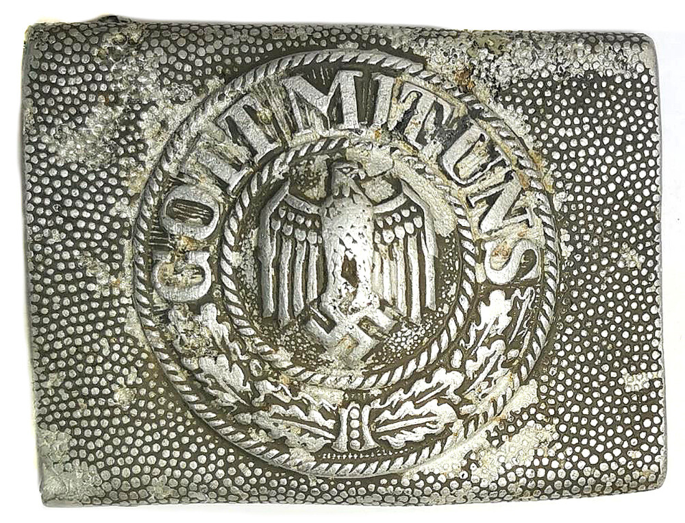 Aluminum Wehrmacht belt buckle “Gott mit Uns” / from Novgorod