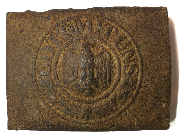 Iron Wehrmacht belt buckle "Gott mit Uns" / from Stalingrad