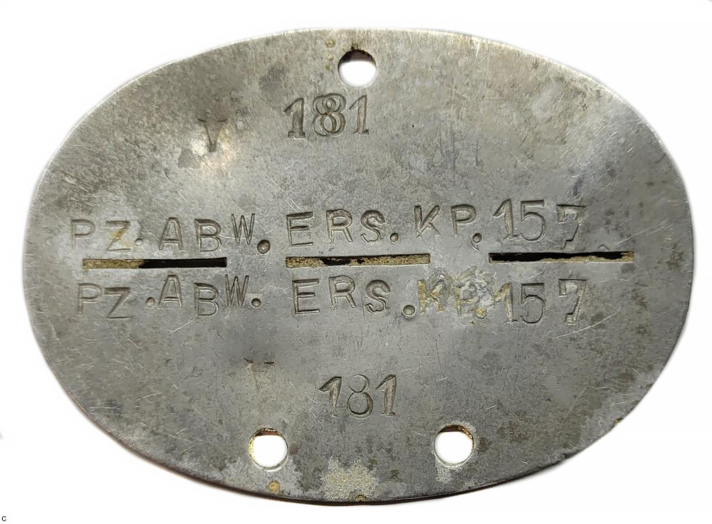 German dogtag PZ.ABW.ERS.KP.157 / from Stalingrad