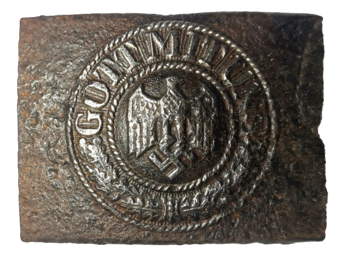 Iron Wehrmacht belt buckle "Gott mit Uns" / from Stalingrad