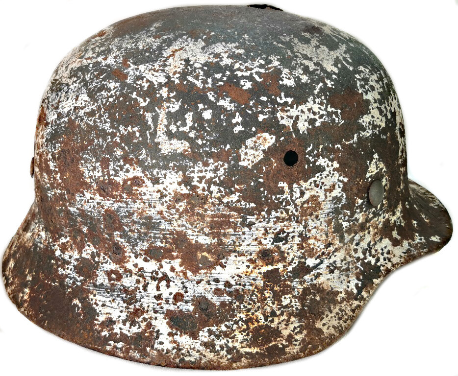 Winter camo German helmet M35 / from Bryansk