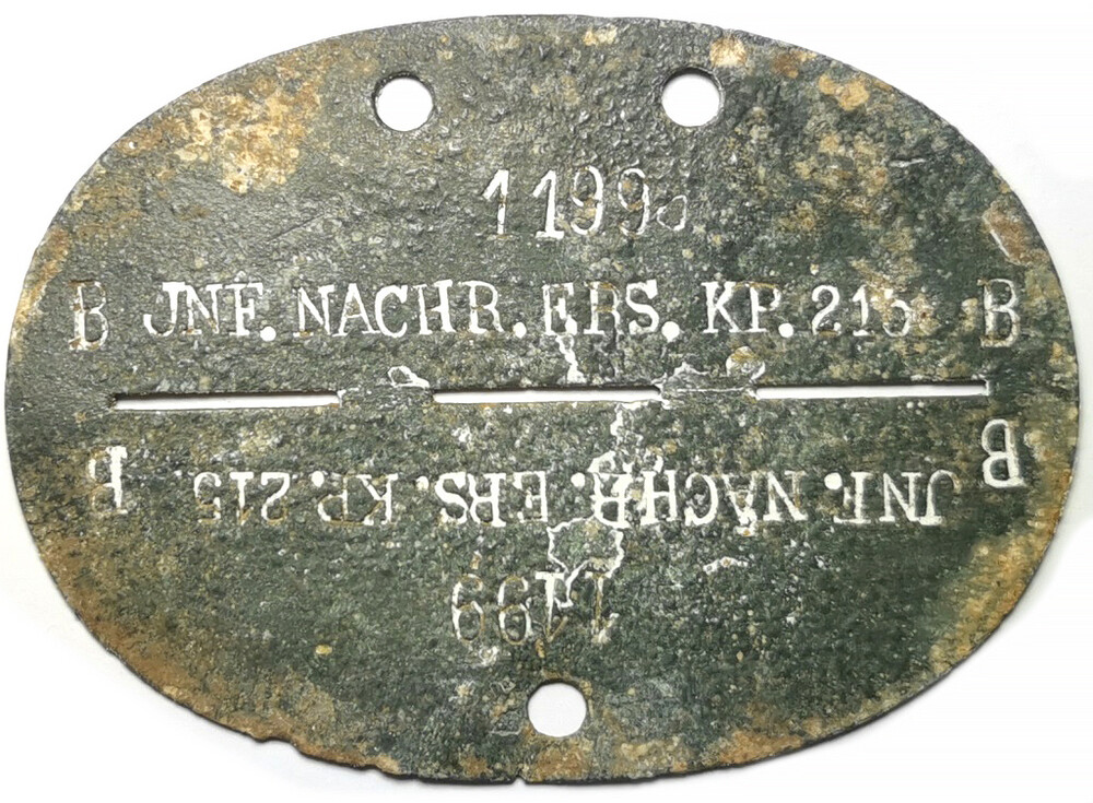 German dogtag JNF.NACHR.ERS.KP.215 / from Stalingrad