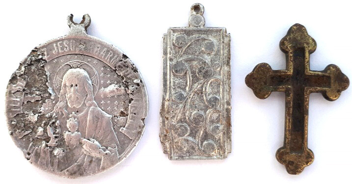 Catholic cross and 2 Pendants / from Leningrad