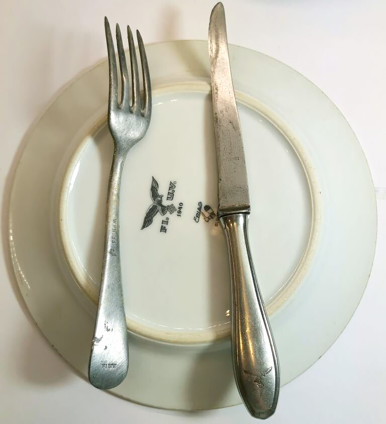 Luftwaffe fork, knife and plate / from Konigsberg
