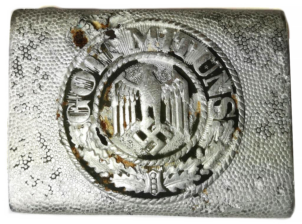 Aluminum Wehrmacht belt buckle “Gott mit Uns” / from Leningrad