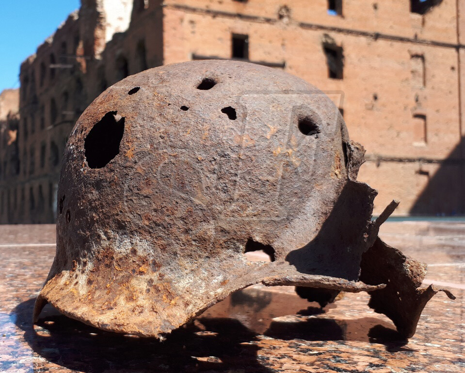 German helmet M40 from airfield Pitomnik