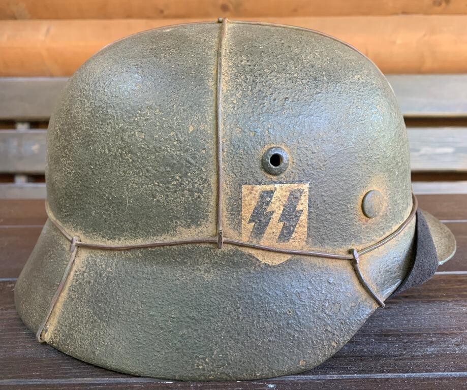 Restored German helmet M35 DD, Waffen SS