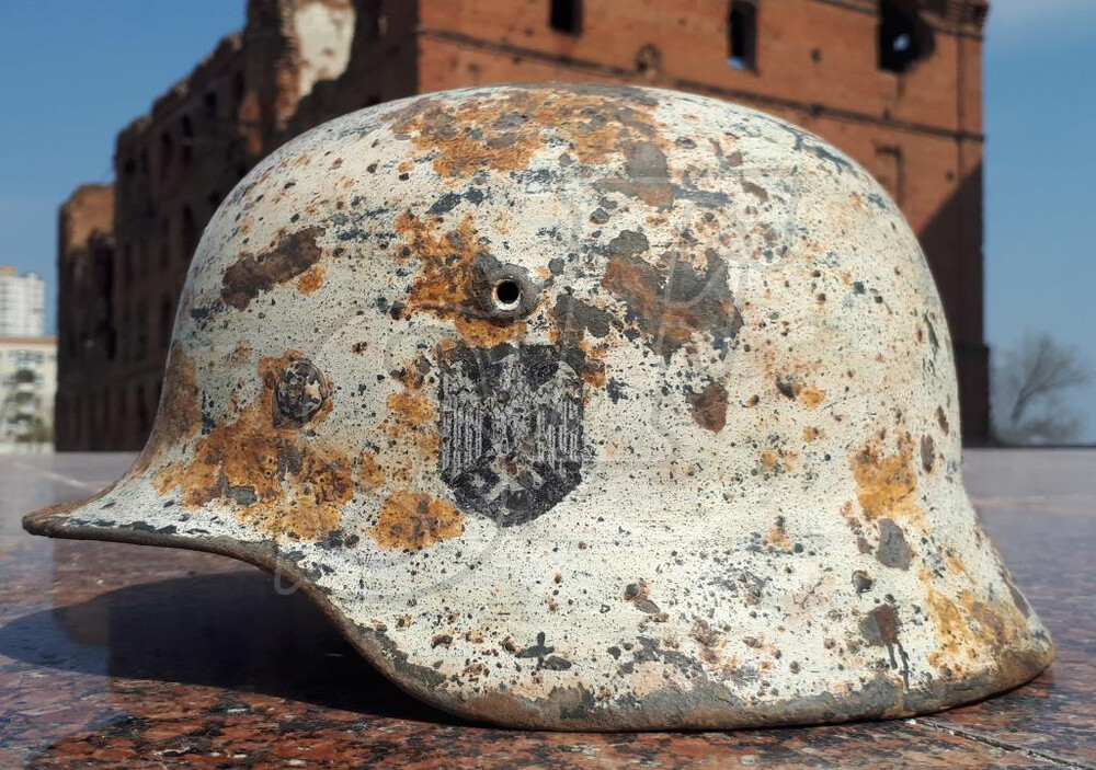 German helmet M40 from airfield Gumrak