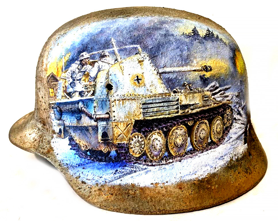 Restored German helmet M40, Waffen SS