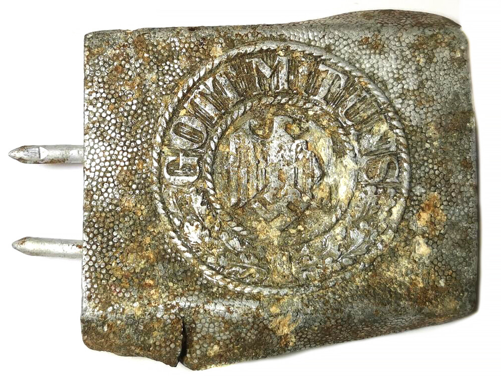 Aluminum Wehrmacht belt buckle “Gott mit Uns” / from Stalingrad