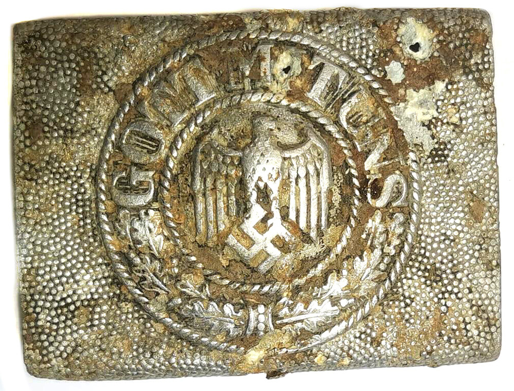 Aluminum Wehrmacht belt buckle “Gott mit Uns” by Nölle und Hück Lüdenscheid / from Novgorod