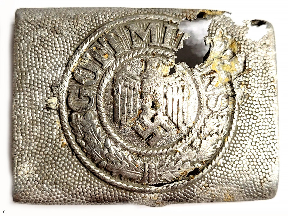 Aluminum Wehrmacht belt buckle “Gott mit Uns” / from Stalingrad