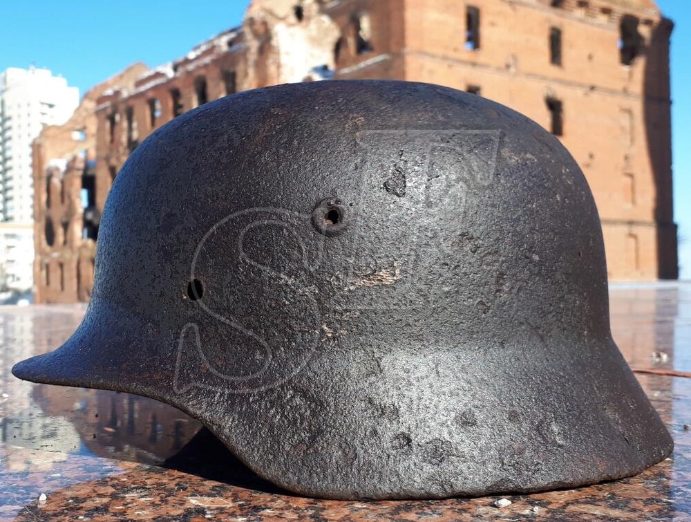 German helmet M40 (Luftwaffe) from village Orlovka