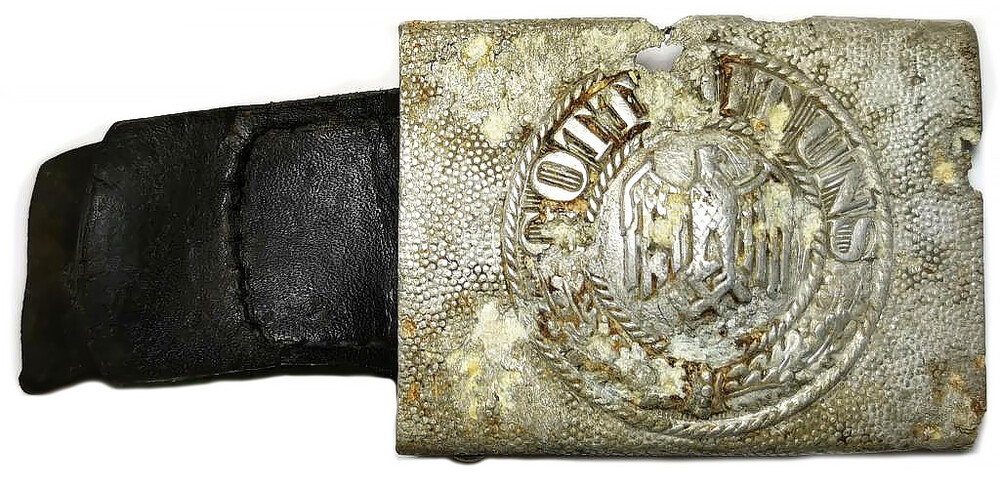 Aluminum Wehrmacht belt buckle “Gott mit Uns” / from Stalingrad