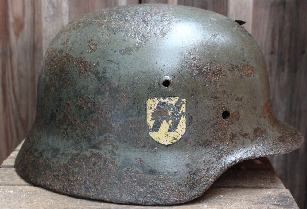 Waffen SS helmet M35 DD / from Demyansk Pocket