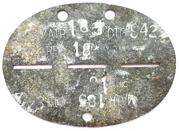 Romanian Dogtag MATR 185 CTG 942 / from Stalingrad
