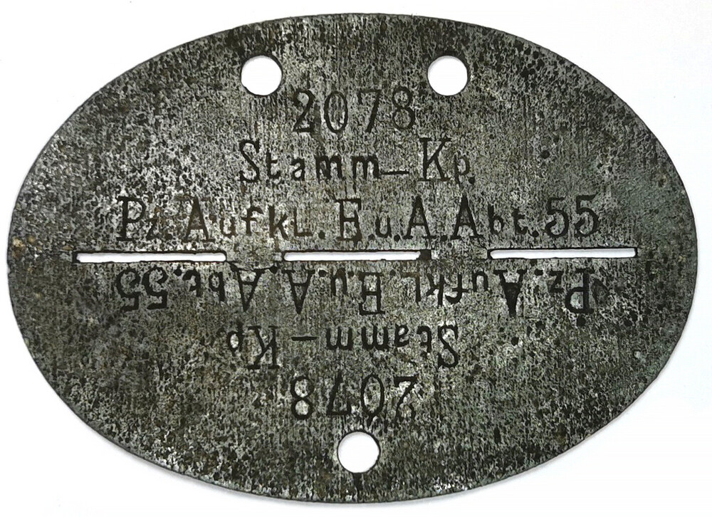 German dogtag Pz.Aufkl.E.u.A.Abt.55 / from Stalingrad