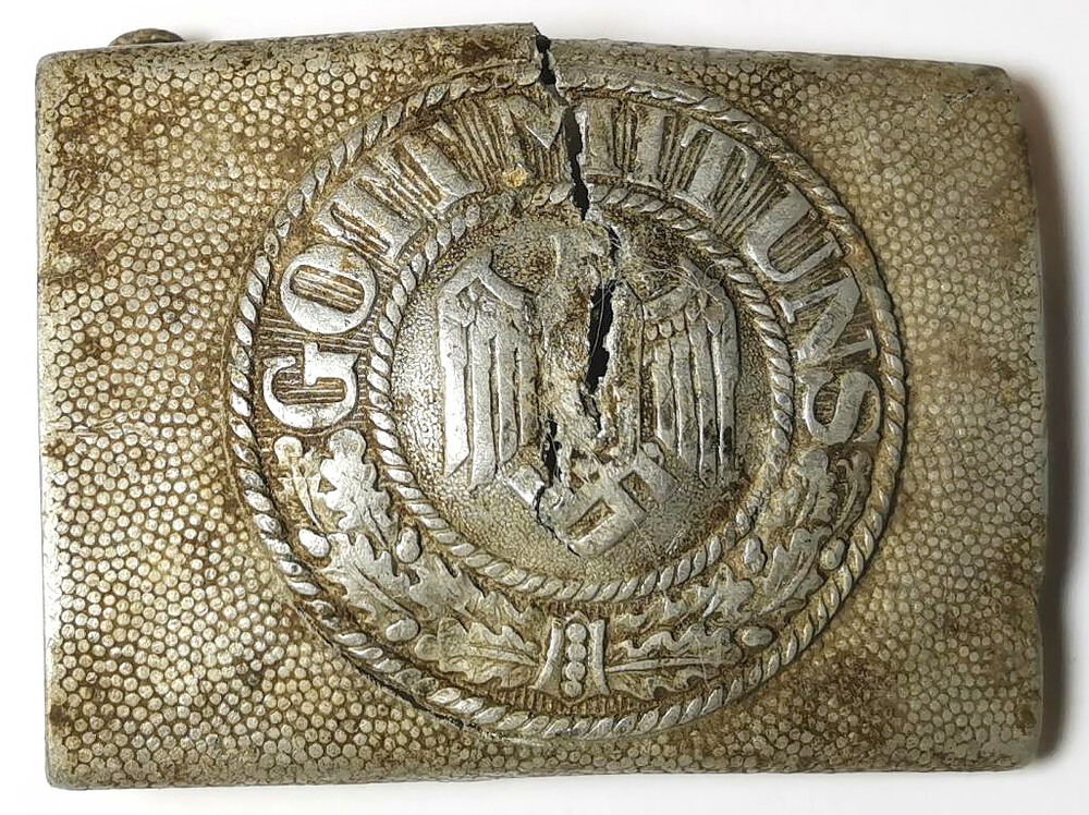 Aluminum Wehrmacht belt buckle “Gott mit Uns” / from Stalingrad