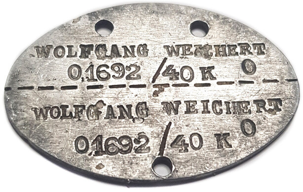 Dogtag of Kriegsmarine "Wolfgang Weichert"