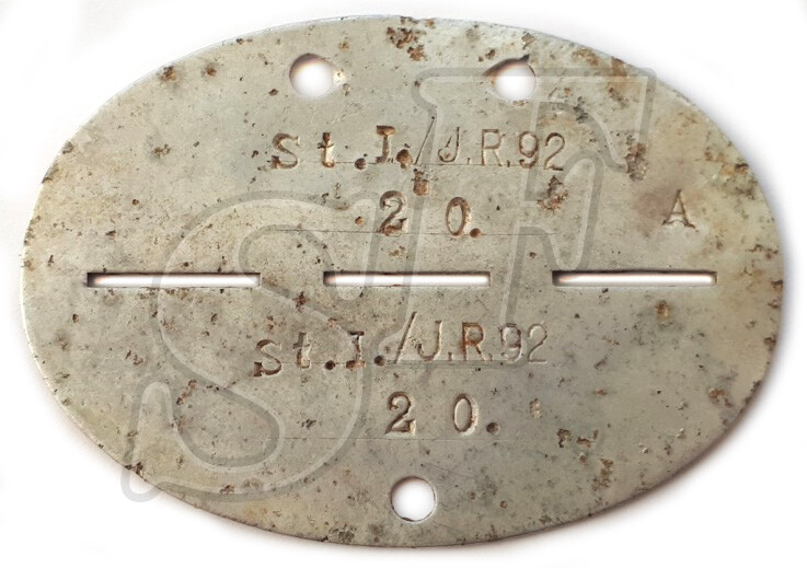 Dog tag St.I./J.R.92 / Stalingrad
