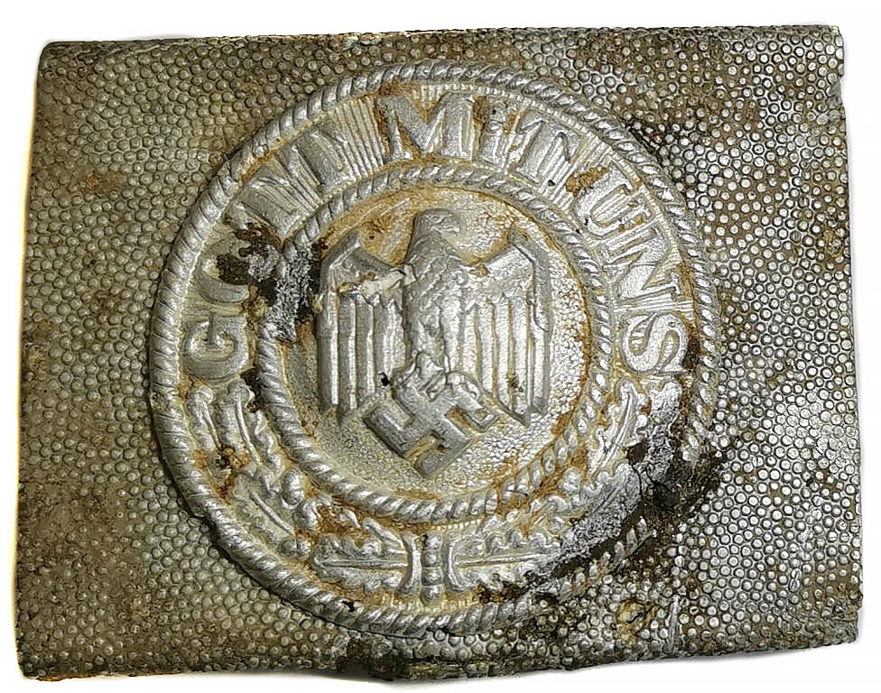 Aluminum Wehrmacht belt buckle “Gott mit Uns” / from Stalingrad