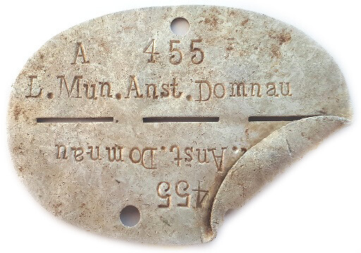 Dogtag L.Mun.Anst.Domnau / from Koenigsberg