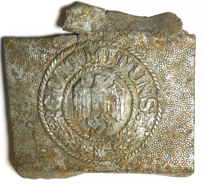 Aluminum Wehrmacht belt buckle “Gott mit Uns” / from Stalingrad