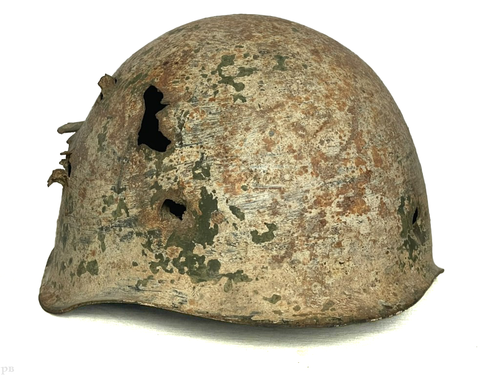 Winter camo Soviet helmet SSH39 / from Stalingrad