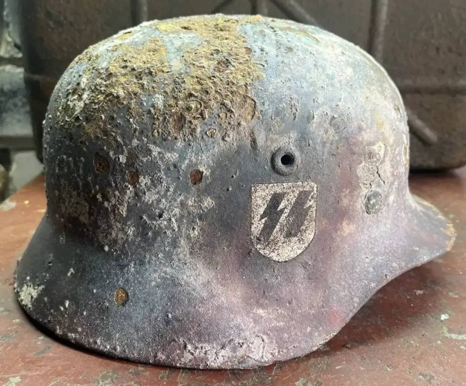 Restored German helmet, Waffen SS